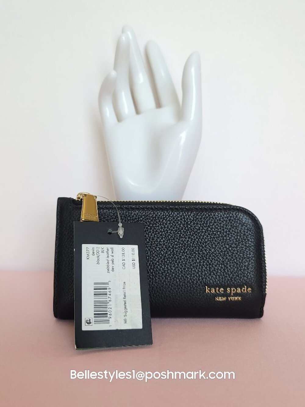 KATE SPADE Devin Pebbled Leather Small Bifold Wallet-Black color⭐ - Picture 16 of 16